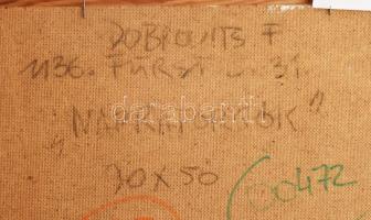 Dobrovits Ferenc (1941-1988): Napraforgók. Olaj, farost, jelezve balra lent. Hátoldalán autográf fel...