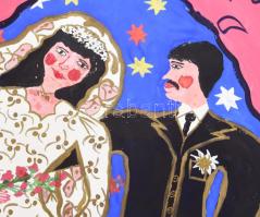 Ráczné Kalányos Gyöngyi (1965-): Ha esküvői ruhánk lett volna, 1989. Tempera, papír, jelezve jobbra ...