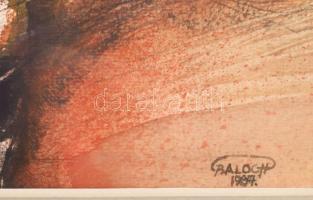 Balogh Géza (1946-): Egy, 1987. Akvarell, papír, jelzett, sérült. Hátoldalán Képcsarnok Vállalat cím...