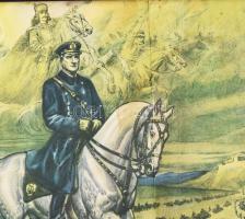 "Felvidék vissza" offset emléknyomat, hajtásnyommal, cca 27x60 cm, üvegezett keretben, ker...