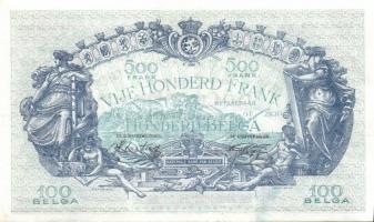 Belgium 1943.10.11. 500Fr/100B (2x) egymásutáni sorszámmal T:II+ Csak egyszer hajtva!