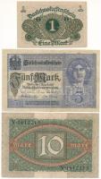Német Birodalom / Weimari Köztársaság 1917. 5M 8 számjegyű sorszám + 1920. 1M + 10M T:AU-F
German E...