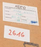 Izsák József (1929-2007): Csendélet. Olaj, farost. Jelezve jobbra lent. Hátoldalán Képcsarnok Vállal...