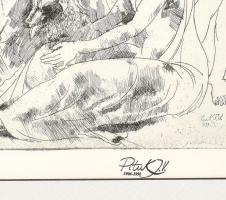 Pituk József Viktórián (1906-1991): Orfeusz és Euridike. Rézkarc, papír, jelzett a karcon, üvegezett...