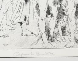 Pituk József Viktórián (1906-1991): Orfeusz és Euridike. Rézkarc, papír, jelzett a karcon, üvegezett...