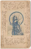 1900 Kislány ázsiai ruhában. Czigány Panna (Czinka Panna) vers / Girl in Asian style dress (16,5 x 10,5 cm) (EM)