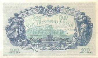 Belgium 1943.10.11. 500Fr/100B (2x) egymásutáni sorszámmal T:II+ Csak egyszer hajtva!