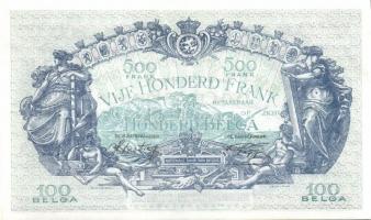 Belgium 1943.10.11. 500Fr/100B (2x) egymásutáni sorszámmal T:II+ Csak egyszer hajtva!
