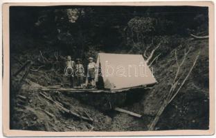 1939 Felsőtömös, Felső-Tömös, Timisu de Sus (Brassó, Kronstadt, Brasov); sátorozás / tent. photo (EK)