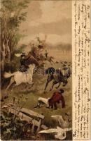 1902 Vadászat / Hunting. Serie 736. No. 2. litho s: Heyer