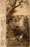 1902 Vadászat / Hunting. Serie 736. No. 1. litho s: Heyer (EK)