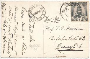 1939 Borszék, Borsec; humoros fotó kartontáblával / cardboard, humour. photo (EB)