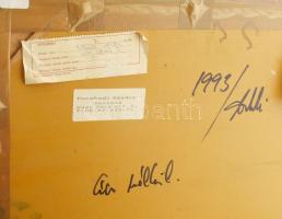 Poczkodi Sándor (-): Plasztikus kép (cím nélkül), 1993. Vegyes technika, farost, jelzett és Képcsarn...