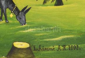 Juhászné Albert Rozália (1928-2016): A vándor álma, olaj, vászon, jelezve jobbra lent. 40x60 cm. Fak...