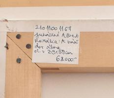 Juhászné Albert Rozália (1928-2016): A vándor álma, olaj, vászon, jelezve jobbra lent. 40x60 cm. Fak...