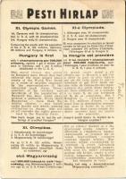 Igazságot Magyarországnak! Hátoldalon Pesti Hírlap XI. Olimpiai cikke / Justice for Hungary! Hungari...