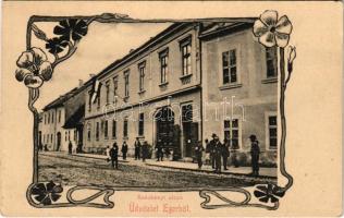 Eger, Széchenyi utca, iskola. Art Nouveau, floral