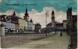 Besztercebánya, Banská Bystrica; IV. Béla király tér, Ivánszky Elek üzlete. Karniol kiadása / square, shops (EB)