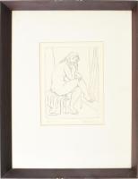 Borsos Miklós (1906-1990): Akt. Rézkarc, papír, jelzett, számozott (31/100). Üvegezett fakeretben. 1...