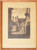 Fábián Gyula (1884-1955): Sétálók. Rézkarc, papír, jelzett. Üvegezett fakeretben. 30x21 cm