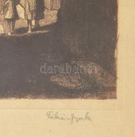 Fábián Gyula (1884-1955): Sétálók. Rézkarc, papír, jelzett. Üvegezett fakeretben. 30x21 cm