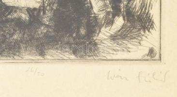 Iván Szilárd (1912-1988): Golgota. Rézkarc, papír, jelzett, számozott (26/50), üvegezett fakeretben,...