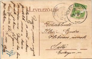 1916 Szentágota, Agnetheln, Agnita; Ev. Hauptvolksschule / Evangélikus iskola / Lutheran school (Rb)