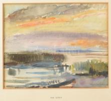 Iván Szilárd (1912-1988): Vízparti táj. Akvarell, papír, jelzett. Iván Szilárd fényképes eredetiségi...