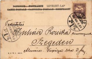 1901 Osztrák-magyar katonák pihenője / K.u.k. military, soldiers resting. Art Nouveau, floral, B.K.W...