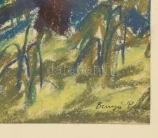 Benyó Ildikó - Penci (1946-2011): Színes táj. Pasztell, papír, jelzett. Üvegezett fakeretben, 20x28 ...