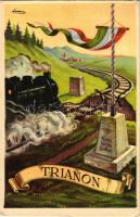 Trianon, gőzmozdony. Kiadja az Ereklyés Országzászló Nagybizottsága / Hungarian irredenta propaganda, Hungarian flag, locomotive s: Lamoss (EK)