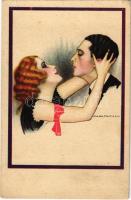 Szerelmes pár, olasz művészlap / Couple in love, Italian art postcard. Anna & Gasparini 597-4. s: Nanni (fl)