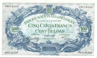 Belgium 1943.10.11. 500Fr/100B (3x) egymásutáni sorszámmal T:I-
