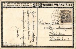 1926 Art Nouveau. Stoff-Reproduktion, B.K.W.I. Serie E. Wiener Werkstätte, Stoffmuster-Entwurf von L...
