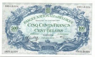 Belgium 1943.10.11. 500Fr/100B (3x) egymásutáni sorszámmal T:I-
