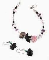 2 pár fülbevalópár türkiz és kagyló díszítéssel