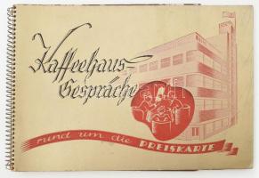 cca 1940 Chemnitz, Kaffeehaus Gespräche Preiskarte Regiszteres illusztrált árlap, spirálfűzéssel 18x12 cm