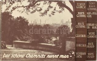 cca 1940 Chemnitz, Kaffeehaus Gespräche Preiskarte Regiszteres illusztrált árlap, spirálfűzéssel 18x...