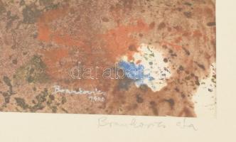 Brankovics Éva (1938-): Aggódás, 1990. Vegyes technika, papír, jelzett. Dekoratív, üvegezett fakeret...