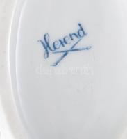 Herendi virág mintás fonott tálka. Kézzel festett, jelzett, sérült. d: 10x7 cm