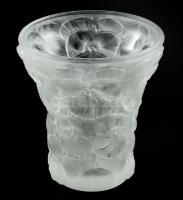 Lalique jelzéssel váza, savmaratott felülettel, hibátlan, d: 13,5 cm, m: 14,5 cm