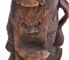 A háború ístene kínai faragott fa szobor, kis hiánnyal, keze ragasztott m: 45 cm