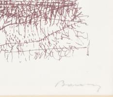 Barcsay Jenő (1900-1988): Tarló. Szitanyomat, papír, jelzett, számozott (70/100). Üvegezett fakeretb...