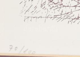 Barcsay Jenő (1900-1988): Tarló. Szitanyomat, papír, jelzett, számozott (70/100). Üvegezett fakeretb...