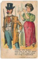 1899 (Vorläufer) Akárhogy tudsz feszíteni mégis vagy te egy nagy semmi... Humoros lap / humour. L.S.W. litho (EM)