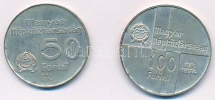 1974. 50Ft Ag "50 éves a Magyar Nemzeti Bank" + 100Ft Ag "50 éves a Magyar Nemzeti Ba...