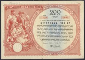 1953. "Negyedik Békekölcsön" nyereménykölcsöne 200Ft-ról
