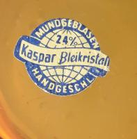 Kaspar német ólomkristály kínáló tál. Anyagában színezett, jelzett, hibátlan 30x21 cm