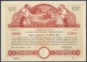 1954. "Ötödik Békekölcsön" nyereménykölcsöne 100Ft-ról (2x) egymásutáni sorszámokkal