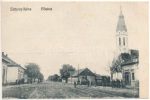 Simonyifalva, Satu Nou (Arad); Fő utca, templom / main street, church